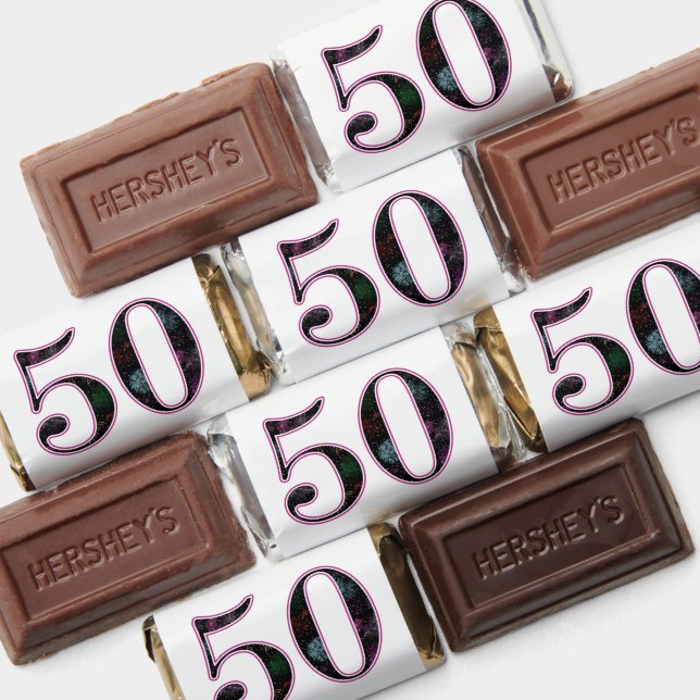 50 & Fabulous Black Pink Typography 50th Birthday Hershey's Miniatures (Assorted)