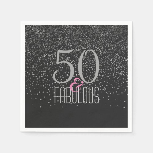 50  Fabulous Black Silver  Elegant 50th Birthday Napkins
