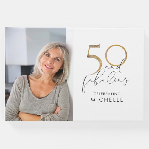 50  Fabulous Black  White 50th Birthday Photo Guest Book