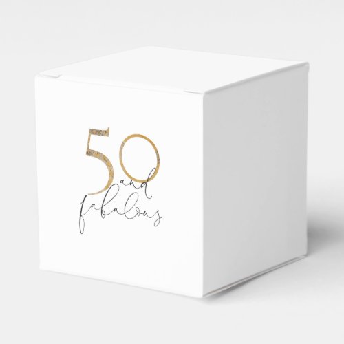 50  Fabulous Black  White Gold 50th Birthday Favor Boxes