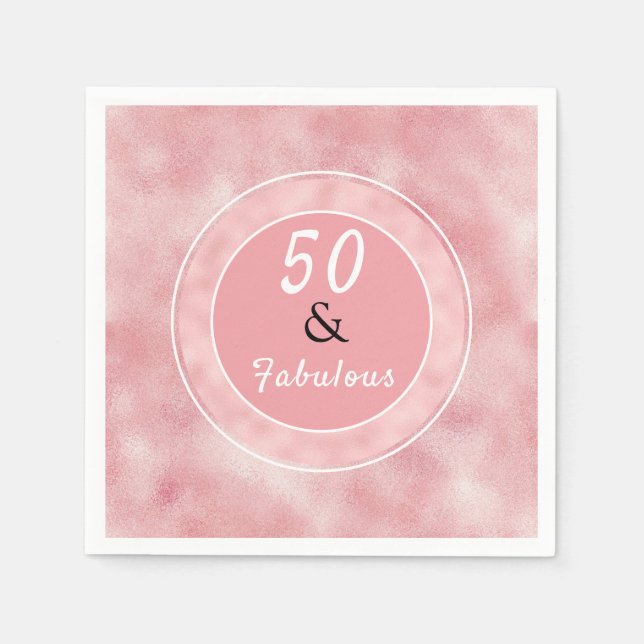 50 & Fabulous Blush Pink Elegant Typography  Napkins (Front)