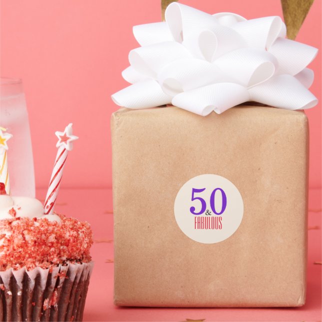 50 & Fabulous Chic Birthday Classic Round Sticker (Party)