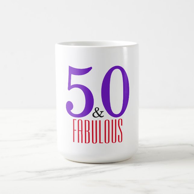 50 & Fabulous Chic Feminine Birthday Typography Coffee Mug (Center)