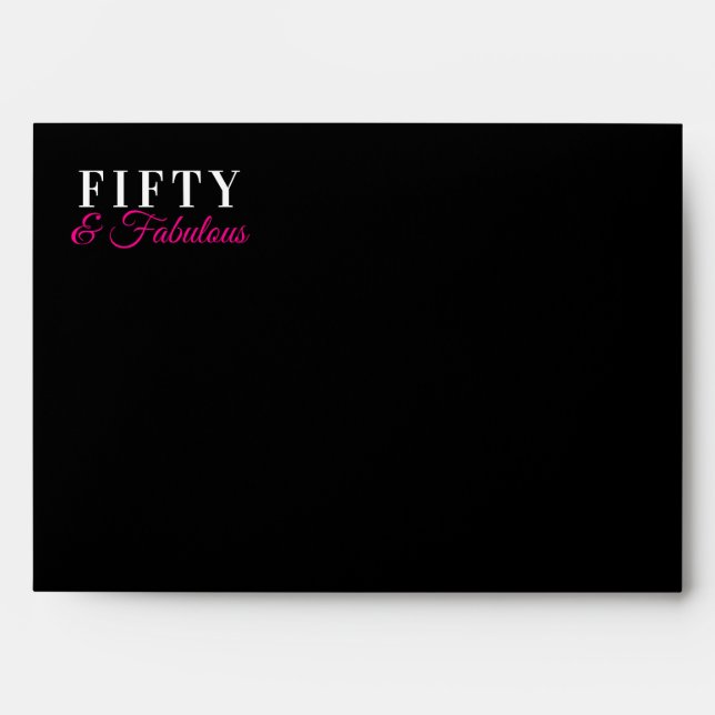50 & Fabulous Chic Pink and Black 50th Birthday Envelope (Front)