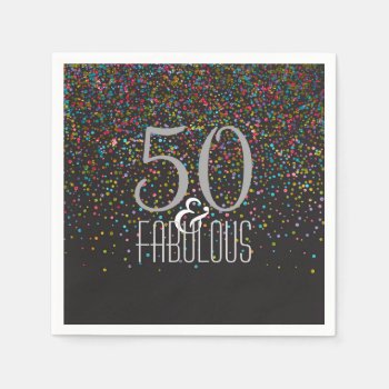 50 & Fabulous Confetti Dots Elegant 50th Birthday Paper Napkins by angela65 at Zazzle