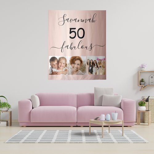 50 fabulous custom photo surprise party rose gold tapestry