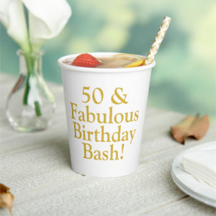 50 & Fabulous Customizable Gold Paper Cups