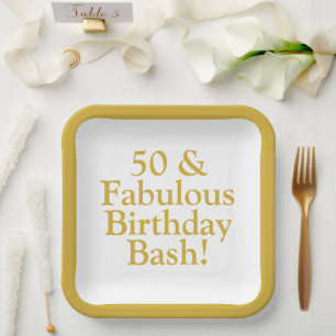 50 & Fabulous Customizable Gold Paper Plates