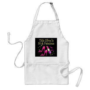 50 & FABULOUS DAZZLING DIVA DESIGN ADULT APRON