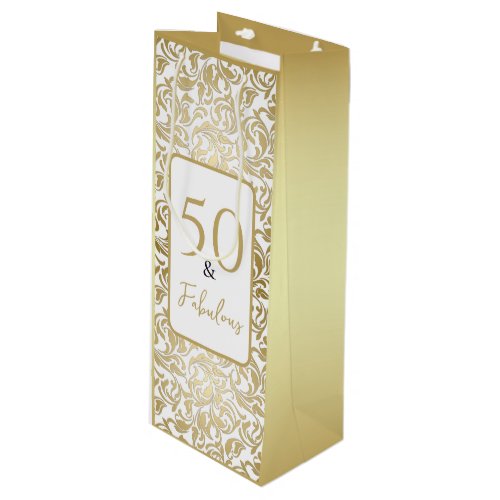 50  Fabulous Decorative Gold Floral Swirl Pattern Wine Gift Bag