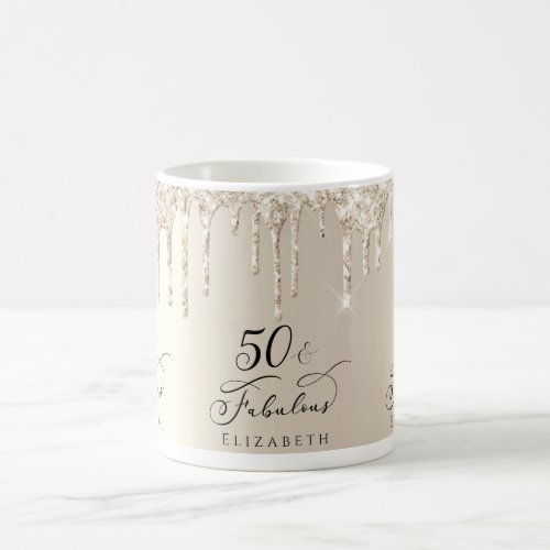 50 Fabulous Dripping Glitter Champagne Gold Coffee Coffee Mug