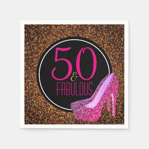 50  Fabulous  Elegant 50th Birthday High Heels Napkins