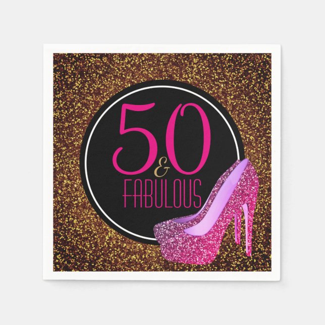 50 & Fabulous | Elegant 50th Birthday High Heels Napkins (Front)