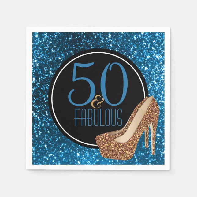 50 & Fabulous | Elegant 50th Birthday High Heels Paper Napkins (Front)