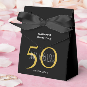 50 & Fabulous Elegant Birthday Black and Gold Favor Boxes