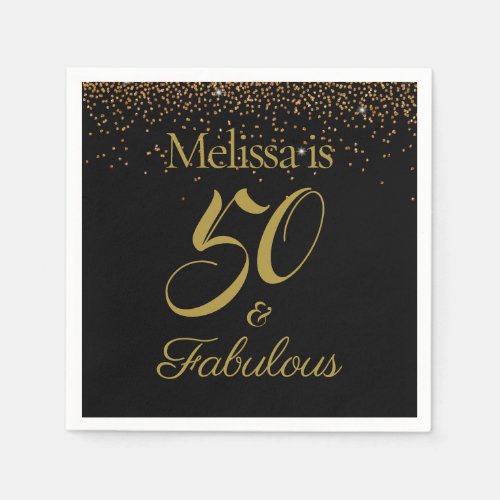 50  Fabulous Elegant Black Gold Glitter Napkins