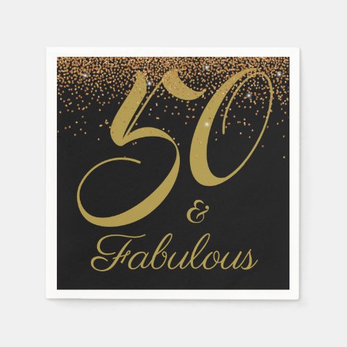 50  Fabulous Elegant Black Gold Glitter Napkins