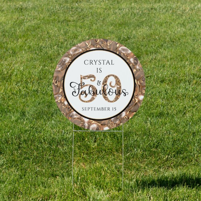 50 & FABULOUS Elegant Black Gold Personalized Sign (Insitu)