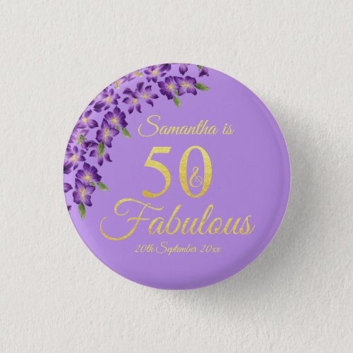 50  Fabulous Elegant Gold Violet Flowers   Button