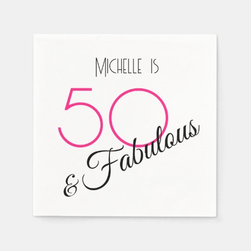 50  Fabulous Elegant Hot Pink and Black Retro Napkins