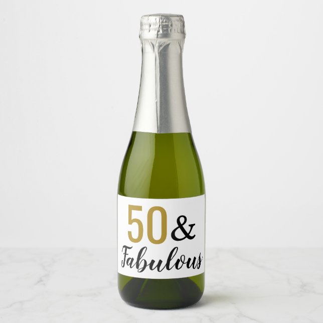 50 & Fabulous Fiftieth Birthday Party Favor Sparkling Wine Label (Front)