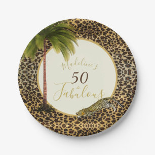 50 Fabulous Fiftieth Leopard Print Wild Birthday Paper Plates