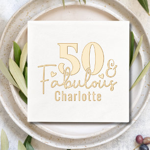 50 & Fabulous Fifty Fiftieth Birthday Personalized Foil Napkins