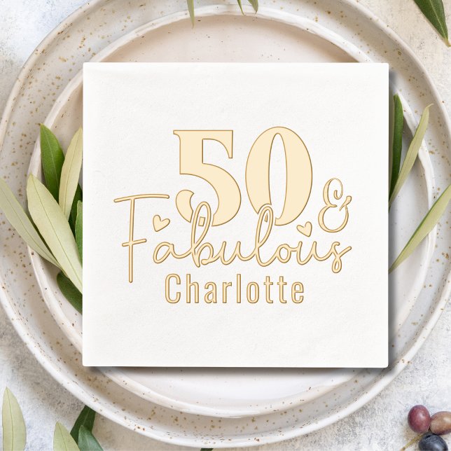 50 & Fabulous Fifty Fiftieth Birthday Personalized Foil Napkins (Creator Uploaded)