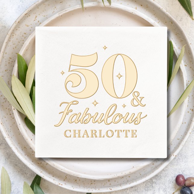 50 & Fabulous Fifty Fiftieth Birthday Personalized Foil Napkins (Creator Uploaded)
