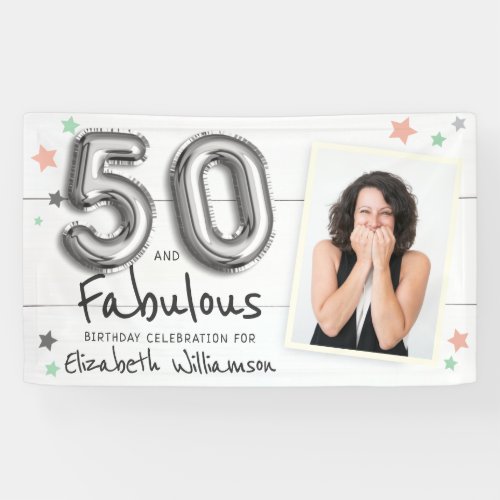 50  Fabulous Foil Balloon Stars Photo Birthday Banner