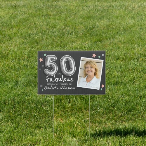 50 & Fabulous Foil Balloon Stars Photo Birthday
