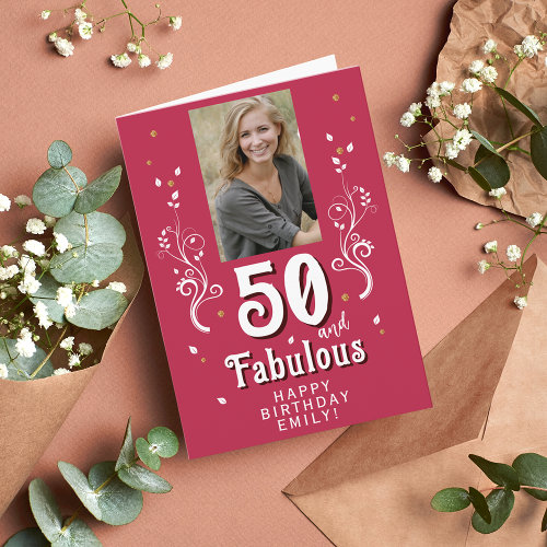 50 & Fabulous Foliage Magent 50th Birthday Photo