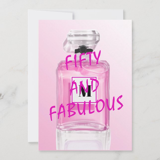 50 Fabulous French Chic Pink Perfume Monogram Invitation (Back)