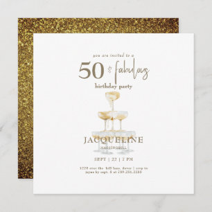 50 & Fabulous Glam Gold Square Birthday Party