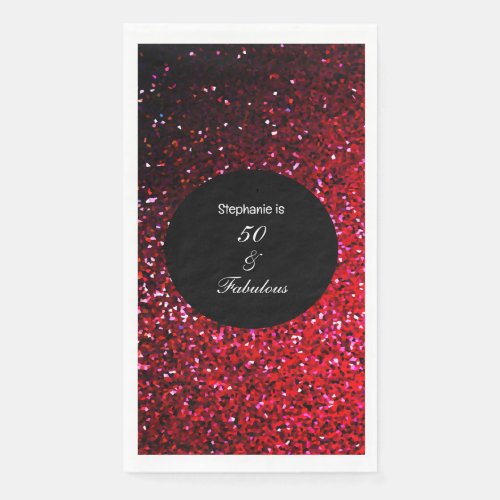 50 Fabulous Glitter Birthday Burgundy Red Pink  Paper Guest Towels