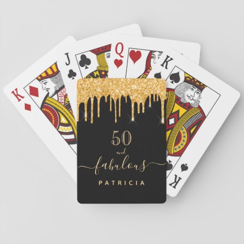 50 fabulous glitter black gold sparkle glam name poker cards