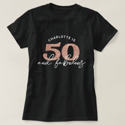 50 Fabulous Glitter Personalized Birthday Party T_Shirt
