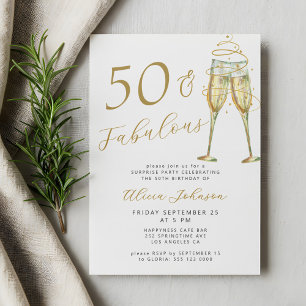 50 & Fabulous gold 50th birthday party Invitation