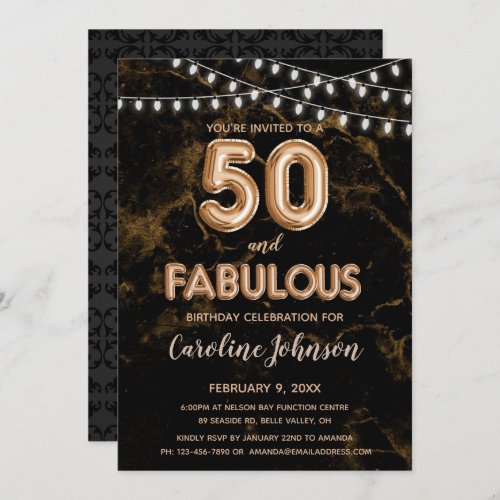 50  Fabulous Gold Balloon Birthday Invitations