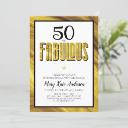 50 Fabulous Gold Black Fifty Birthday Invitation | Zazzle