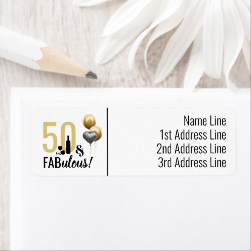 50  Fabulous Gold  Black Modern Address Labels