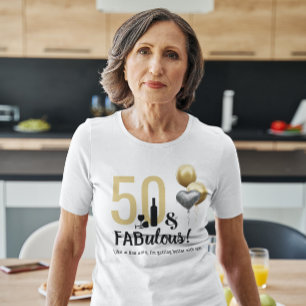 50 & Fabulous Gold & Black Modern Birthday T-Shirt