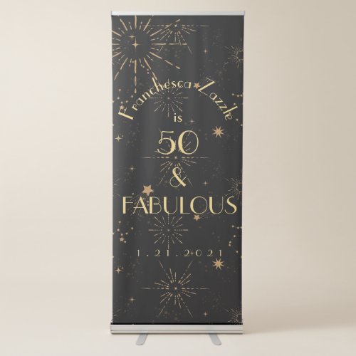 50 fabulous gold black Vertical Retractable Banner