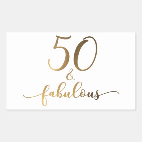 50  Fabulous Gold Foil Effect v2 Birthday Cheer Rectangular Sticker
