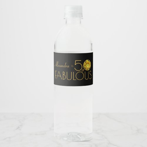 50  Fabulous Gold On Black Yellow Cactus Flower Water Bottle Label