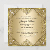 50 Fabulous Gold Pearl Bow 50th Birthday Invitation (Back)