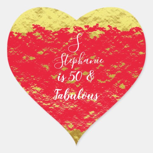 50  Fabulous Gold Red Glitter Monogram Initials Heart Sticker