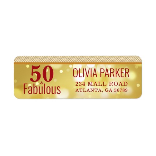 50  Fabulous Gold Red Return Address Label