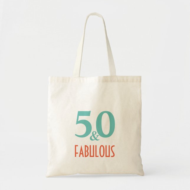 50 & Fabulous green and orange Tote Bag (Front)