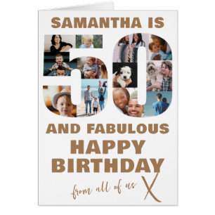 50 & Fabulous Happy Birthday Photo Collage  Cards